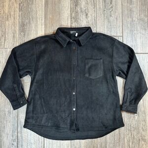 ASOS DESIGN Black Fleece Button Up‎ Shirt Jacket Size UK 14 EU 42 US 10